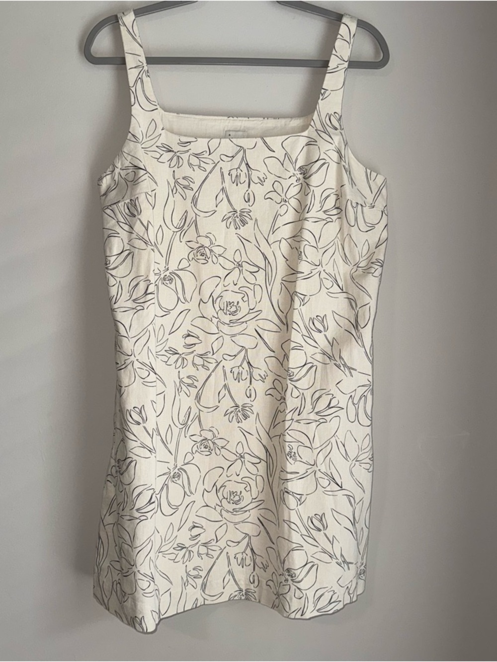 a new day Cream Floral Square-Neck Dress with Black Outline